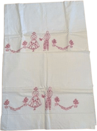 Vintage Floral Embroidered Cotton Pillowcases Set of 2