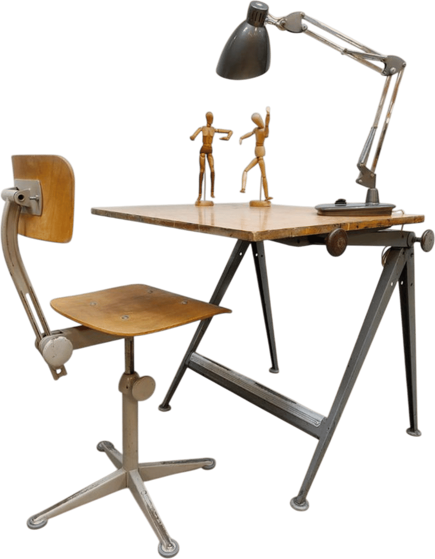 Vintage Drawing Table by Friso Kramer for Ahrend De Cirkel, 1950s