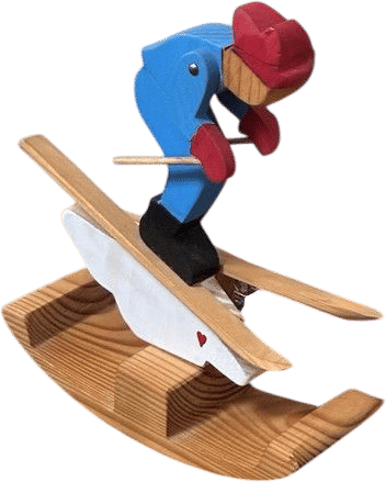 Wood Ski Folk Art Rocking Skier Sculpture (John Hart)