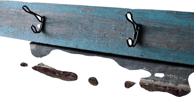 Vintage Aqua Wood Hook Rack: Rustic Primitive Decor, 4 Hooks