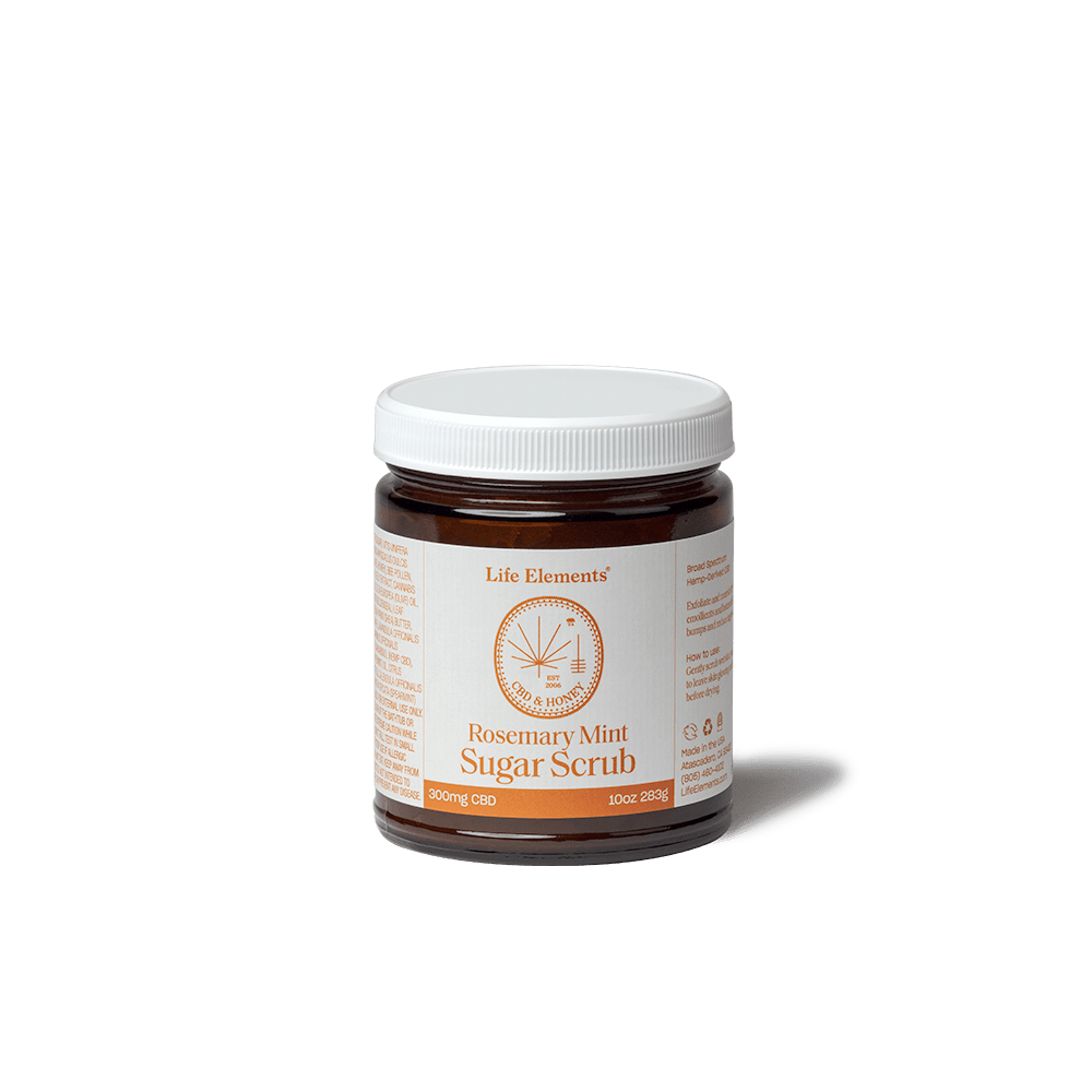 Rosemary Mint CBD sugar scrub by Life Elements
