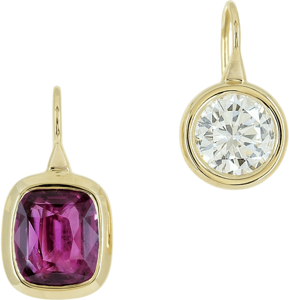 Ruby and Diamond Stud Earrings with Petite Dangles