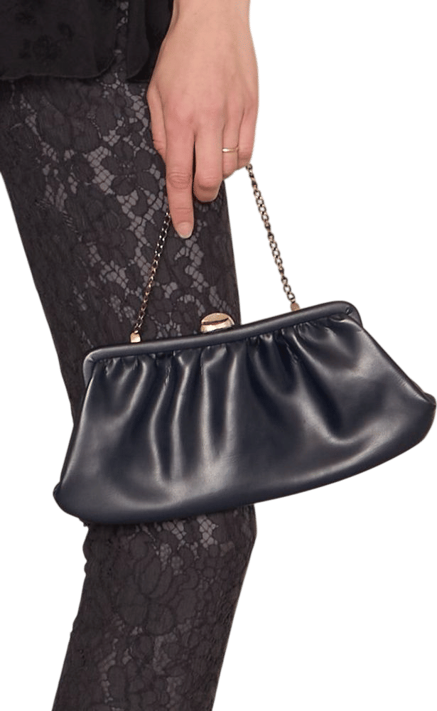 Navy Vegan Leather Clutch with Red Lining | Khata Space