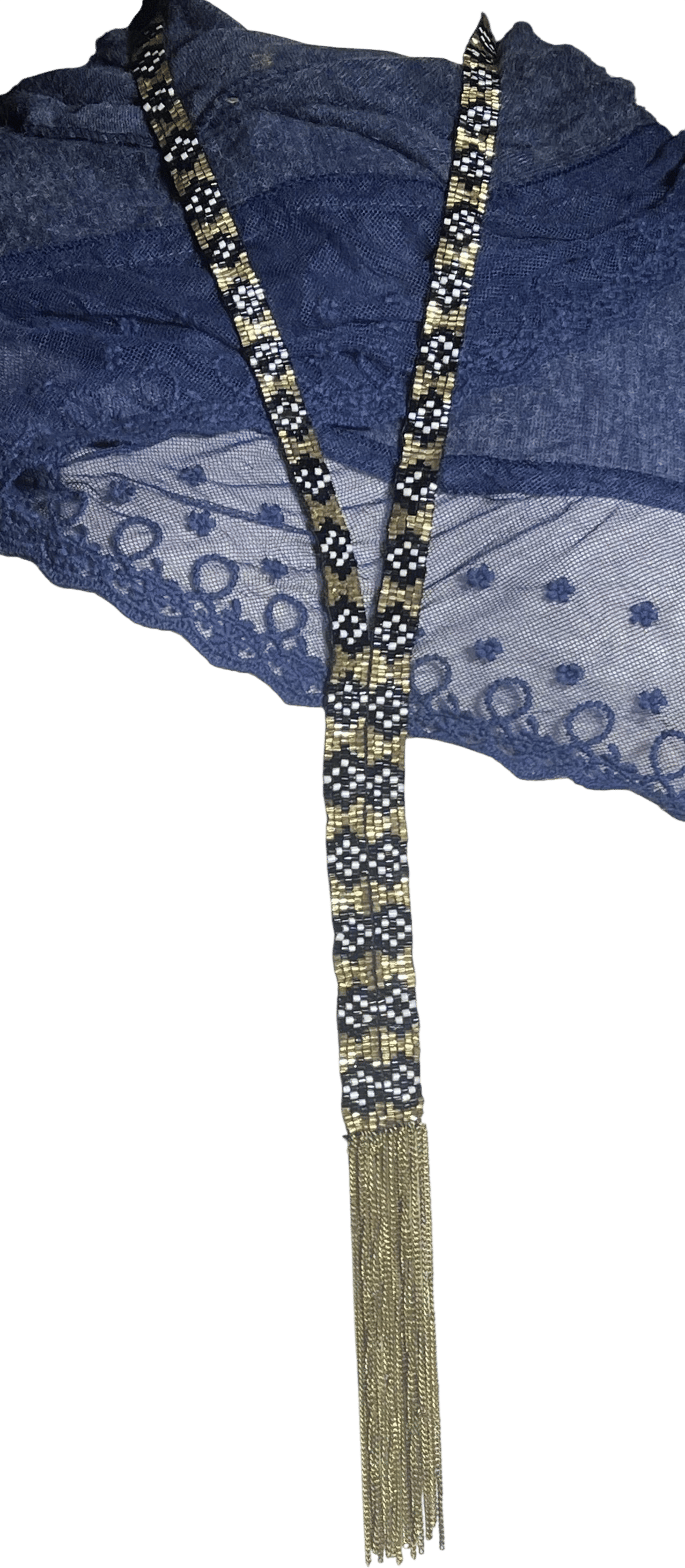 Vintage 1970s Southwest Beaded Fringe Necklace