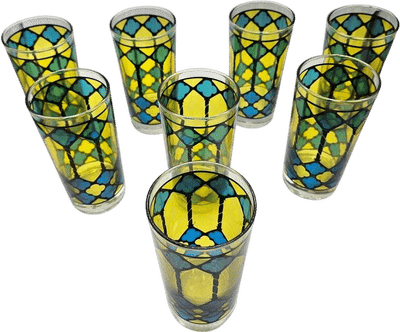 1970s Libbey Stained Glass Tumbler Set