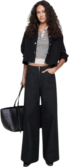 BANANA REPUBLIC MID-RISE WIDE LEG ZIP-FRONT PANT