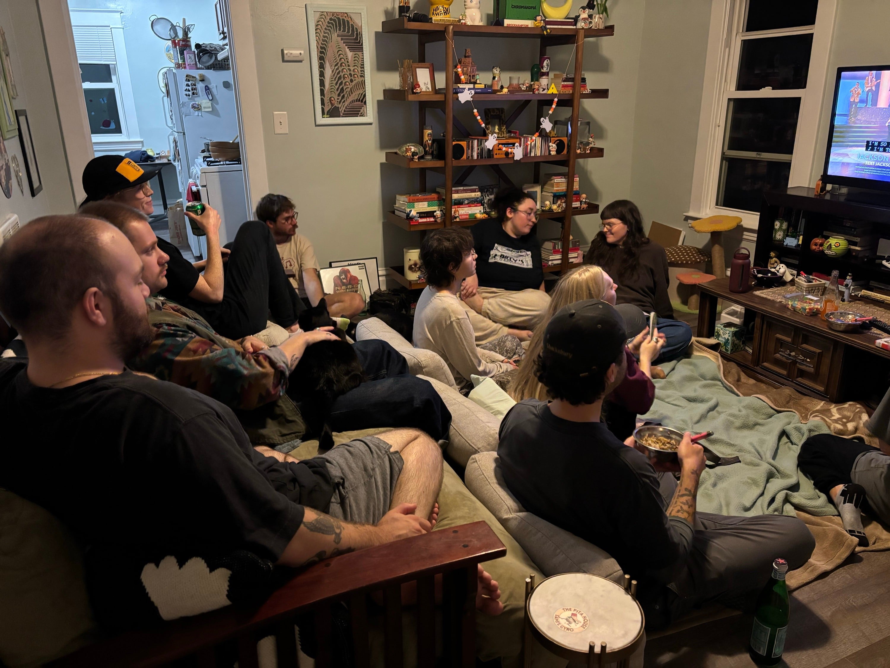 watching a tv show with your friend group every week!