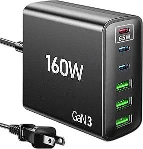 160W GaN 3 6-in-1 USB Charger Block