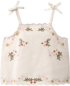 Cross Stitch Embroidered Top with Cotton and Linen