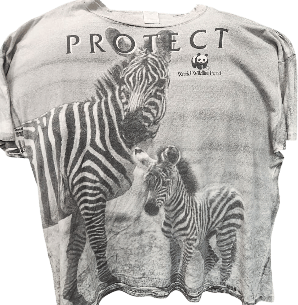Vintage Word Wildlife Fund Zebra Shirt