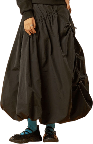 Balloon Shirring Strap Long Skirt