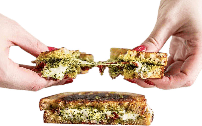 Pesto Grilled Cheese with Sun Dried Tomatoes