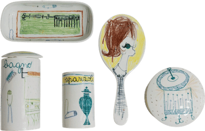 Vintage Hand-Painted Ceramic Bath Set