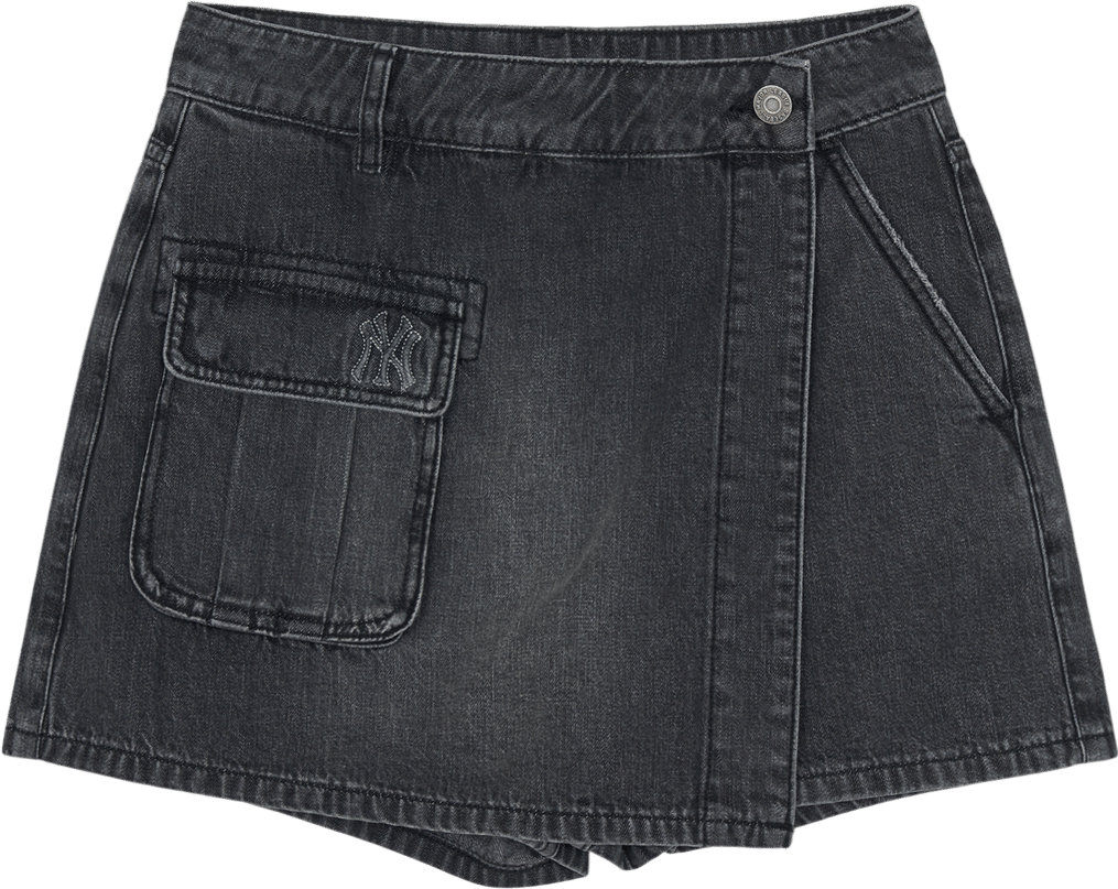 Women's Basic Small Logo Cargo Denim Wrap Skirt