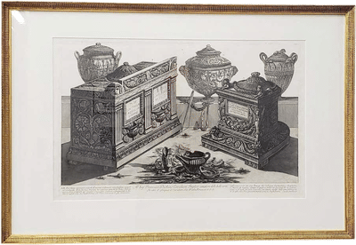 Vintage Etching of Ornate Containers