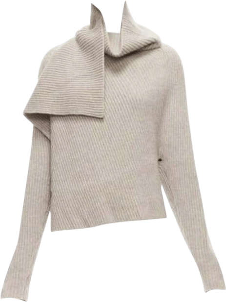 OLD CELINE Phoebe Philo stone wool cashmere draped neck open back sweater XS