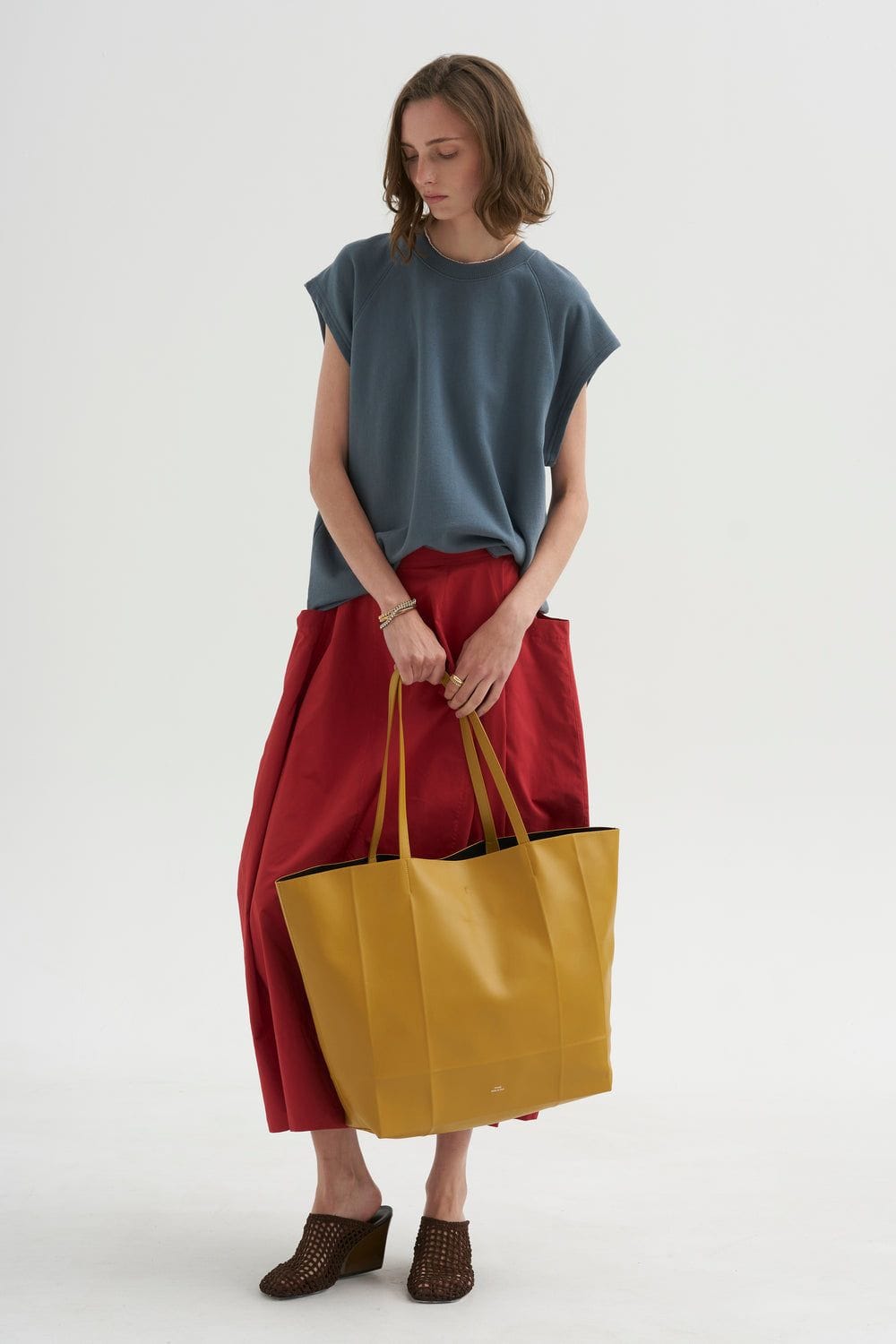 Tibi red nylon lantern skirt