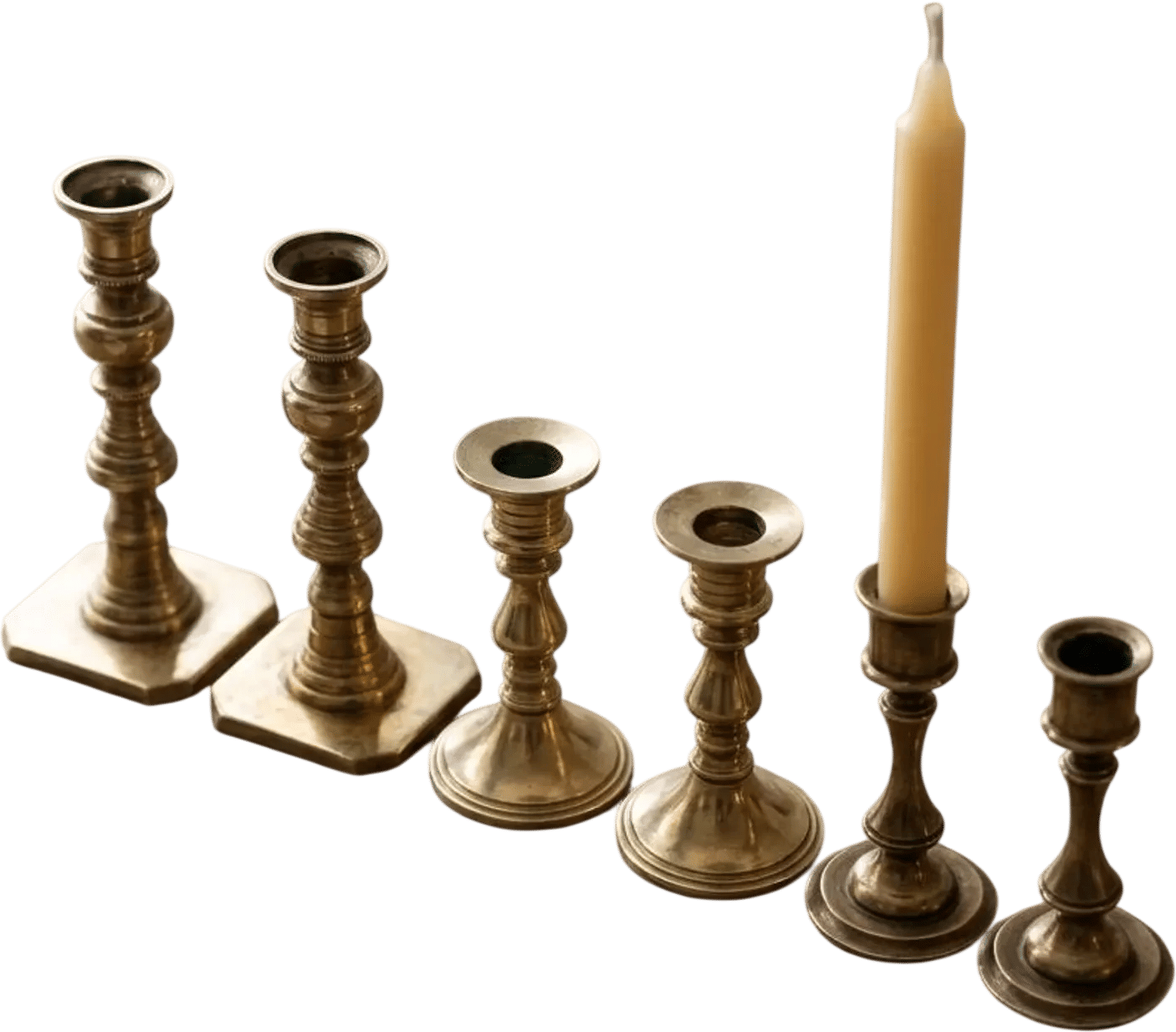 Vintage A. Jensen Denmark Brass Candle Holder Set