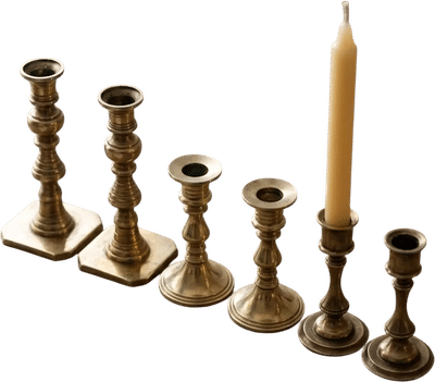Vintage A. Jensen Denmark Brass Candle Holder Set