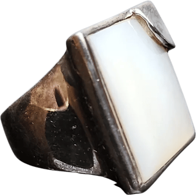 Vintage Square Shell and Silver 925 Mother of Pearl Ring