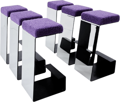 1970s French Wrought Iron & Steel Bouclé Bar Stools