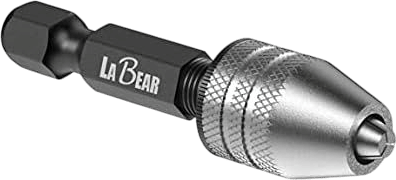 LABEAR - Drill Chuck Keyless Mini Adapter ¼ Inch Hex Shank | 0.3-3.2mm Capacity for Micro Drill Bits For Cordless Screwdrivers, Drills, and Power DIY Tools