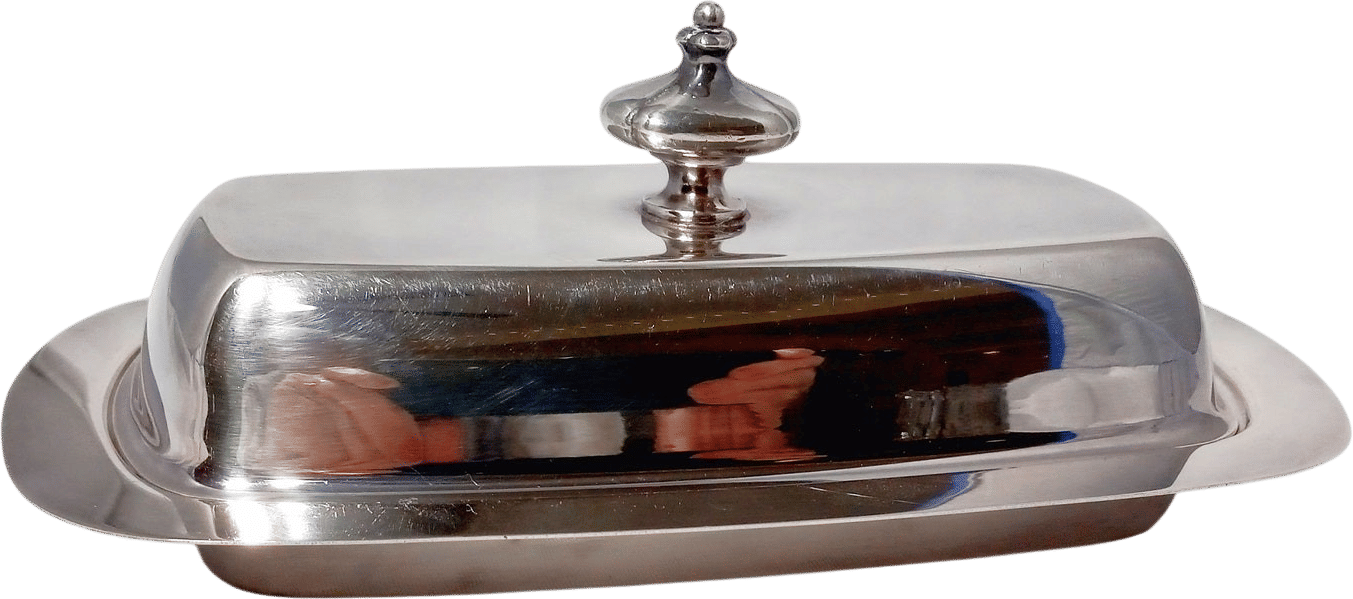 Vintage Chrome Butter Dish 