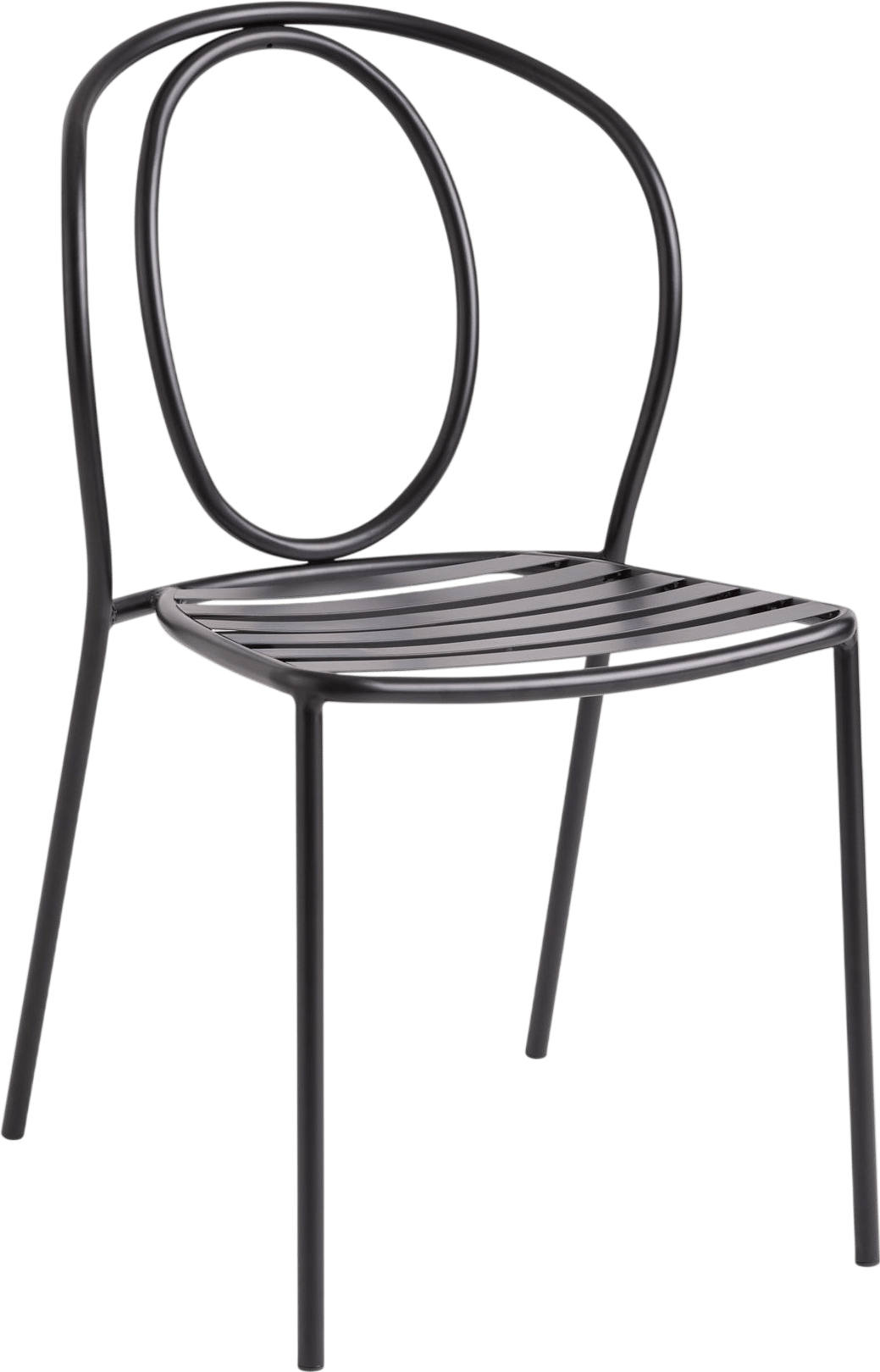 Saville Black Steel Round Back Outdoor Stacking Dining Chair