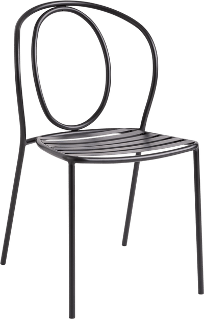 Saville Black Steel Round Back Outdoor Stacking Dining Chair