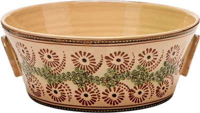 Flowers Hand-Painted Ceramic Handled Serving Dish