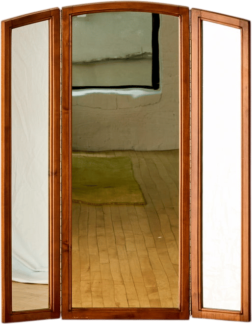 FOLDING BEECH WOOD TRIPTYCH MIRROR