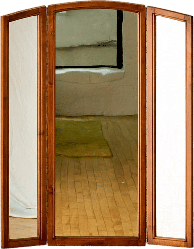 Folding Beech Wood Triptych Mirror