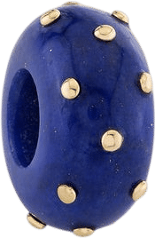 Lapis and Gold Dot Rondelle Bead