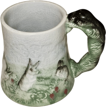 Majolica Bunny Mug Higgins & Seiter New York 1900 Choisy Le Roi Rare Antique