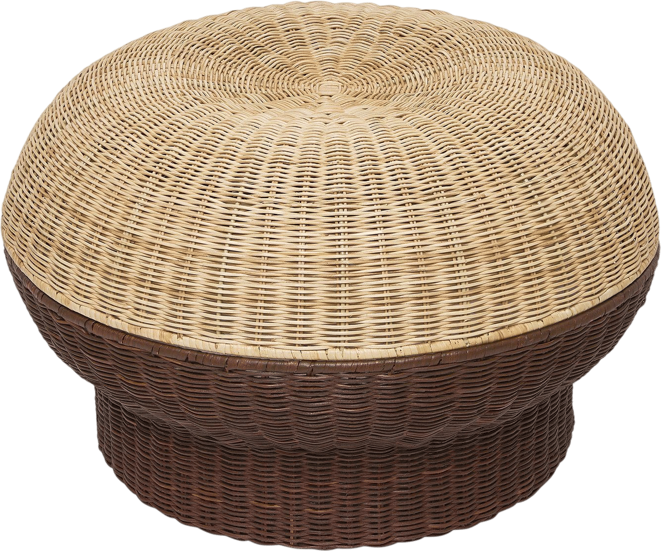 two-toned rattan storage ottoman