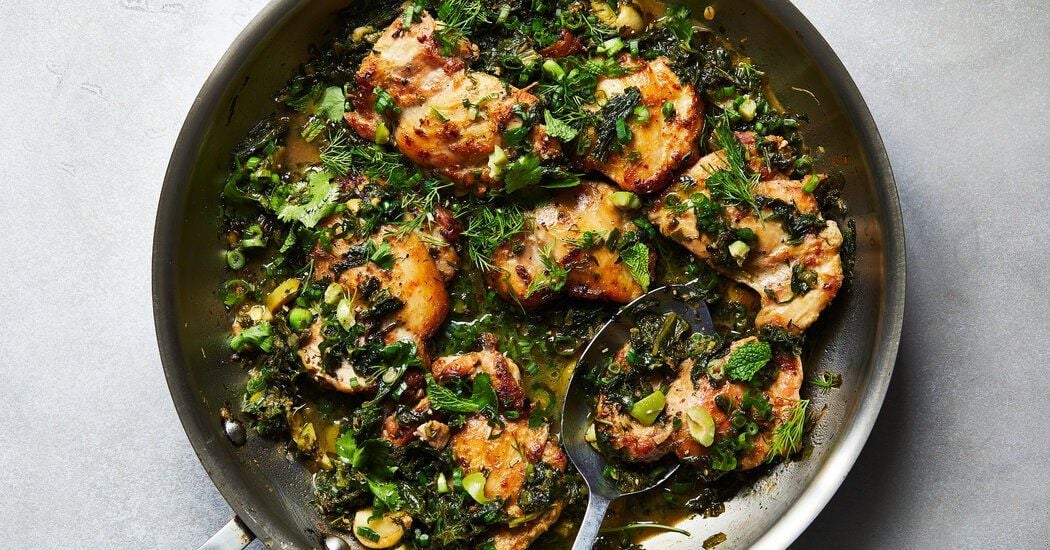 Herby Skillet Chicken With Greens