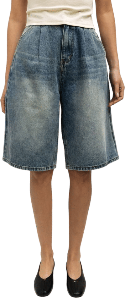 The Marla Shorts | Pleated Denim Shorts
