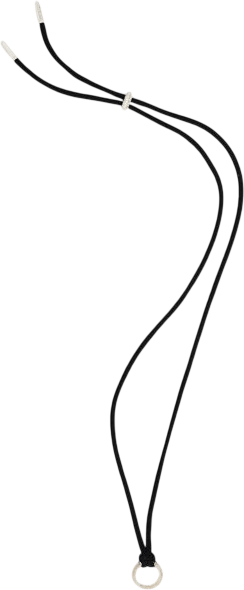 Barre Cord Necklace with Cotton, Fine Silver, Black