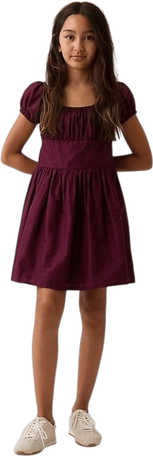 Kids Denim Puff-Sleeve Mini Dress