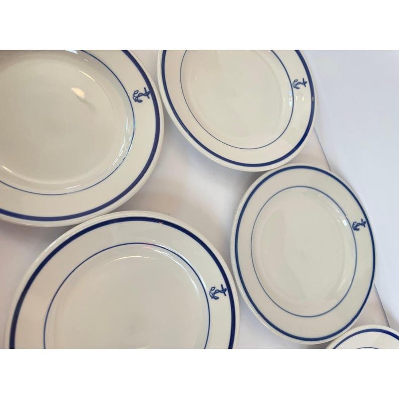 Vintage US Navy Mess Wardroom China Anchor Nautical Plates Set of 12 Navy Blue - Etsy