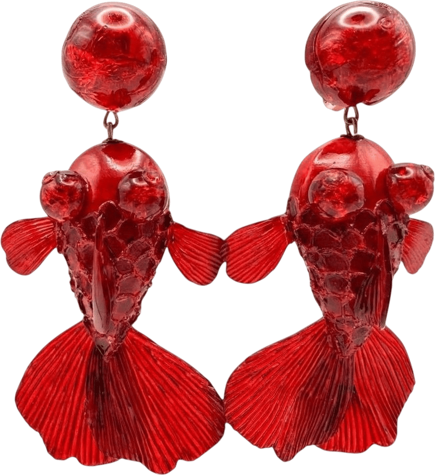 Red Koi Fish Statement Earrings