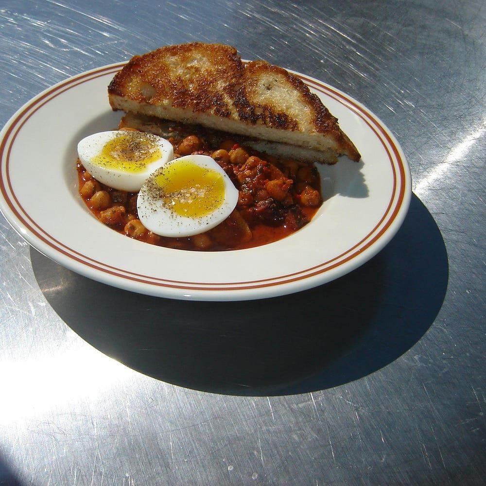 Bacon + Eggs + Chickpeas Recipe