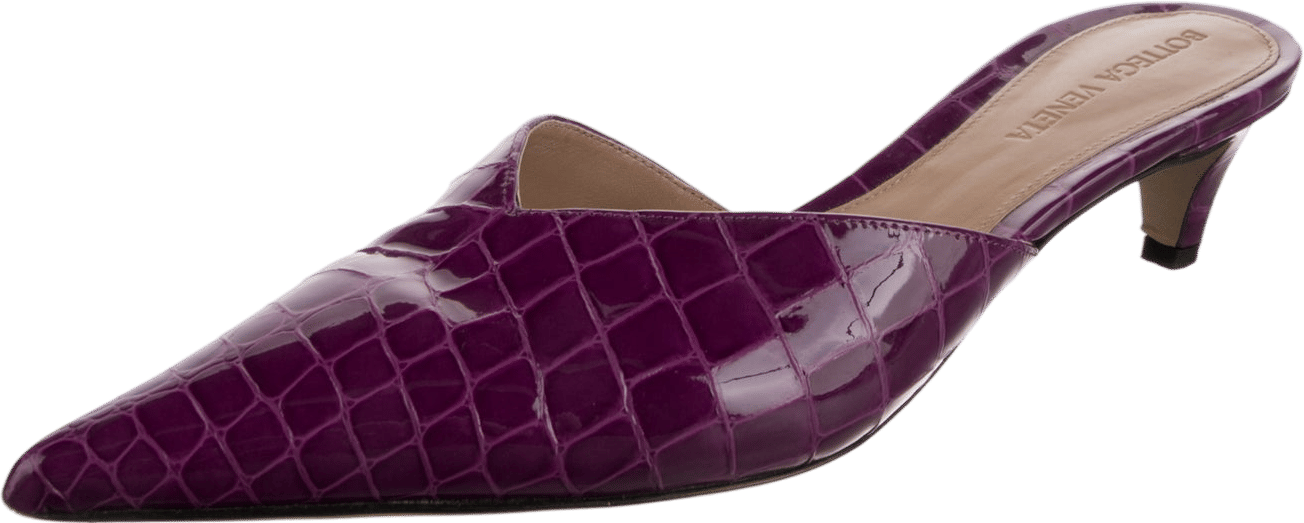 Patent Leather Crocodile Print Mules