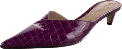 Patent Leather Crocodile Print Mules