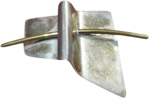 Abstract mid-century sterling silver and brass Modernist Pin by Louis Booth