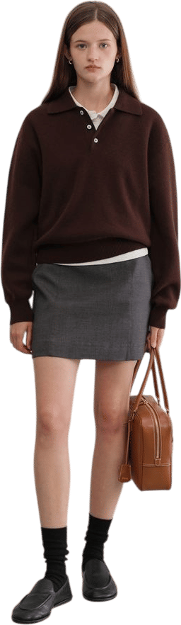 UNISEX CASHMERE COLLARED SWEATER BROWN