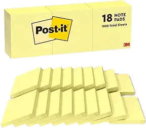 Post-it Notes, 3 in x 3 in, Canary Yellow