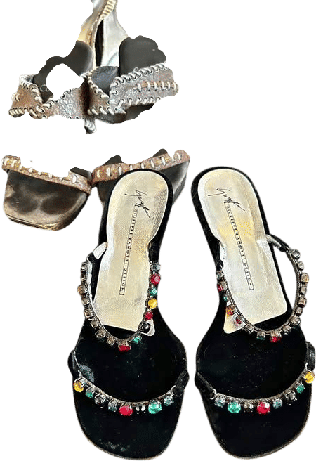 Jeweled Velvet Heels