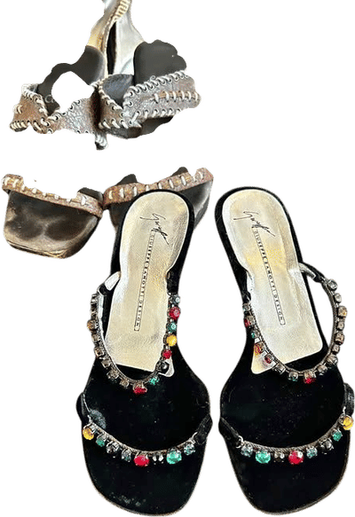 Jeweled Velvet Heels