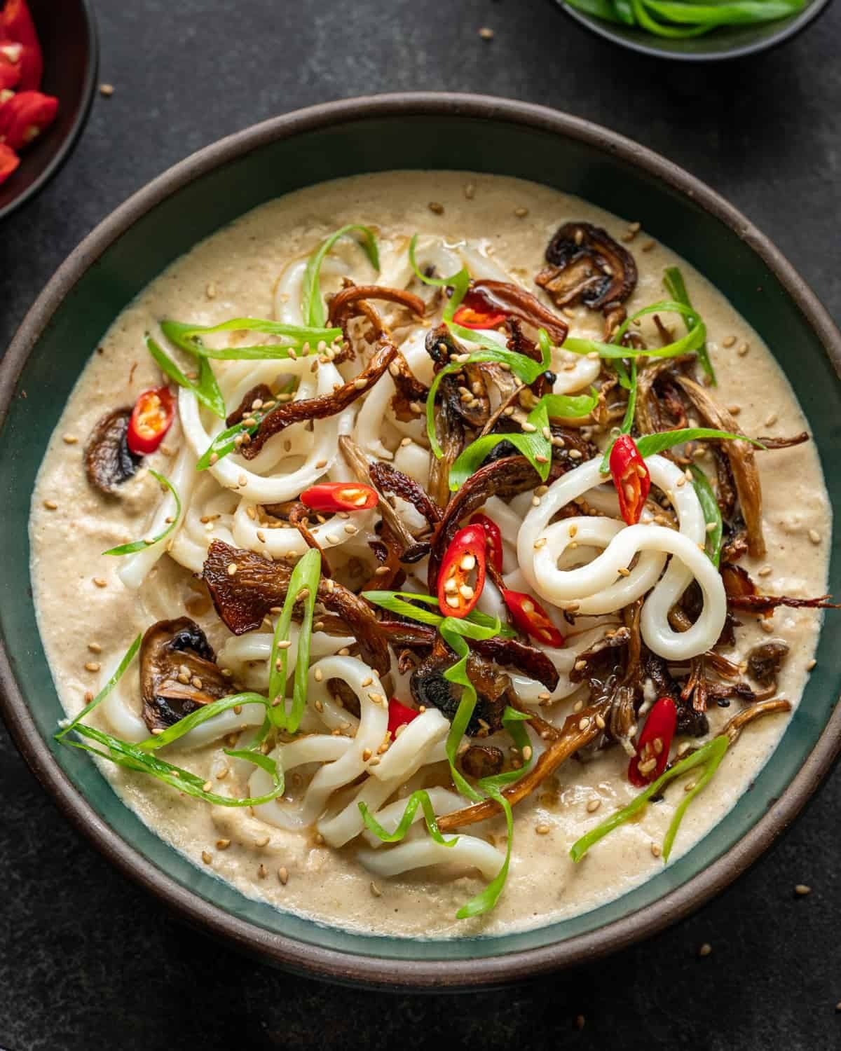 Creamy Umami Noodle Soup with Crispy Mushrooms